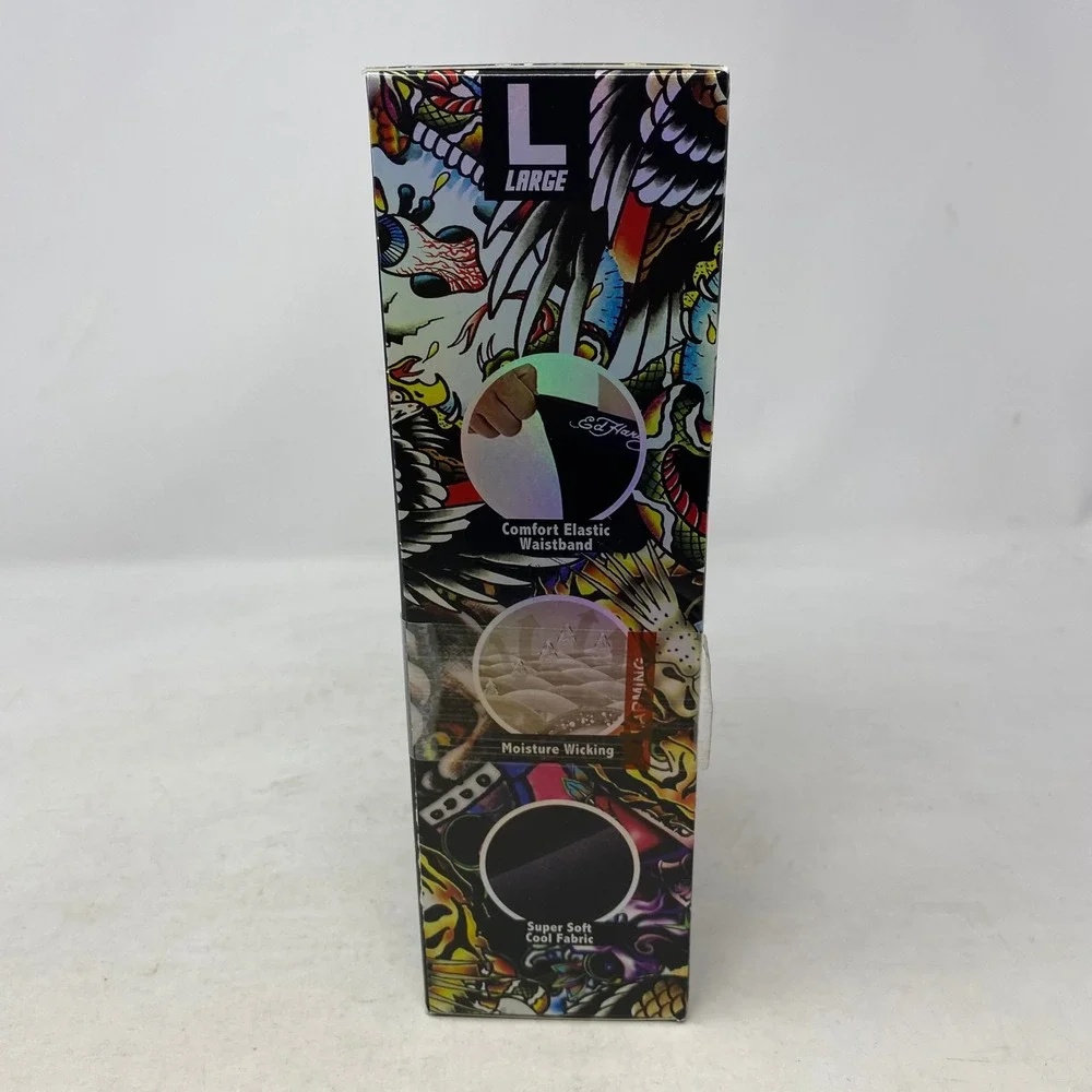 Ed Hardy Mens 5 Pack Performance Low Rise Briefs Multicolor Tattoo Print Large